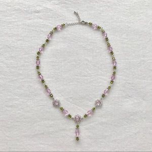 Pink & Green Crystal Beaded Necklace